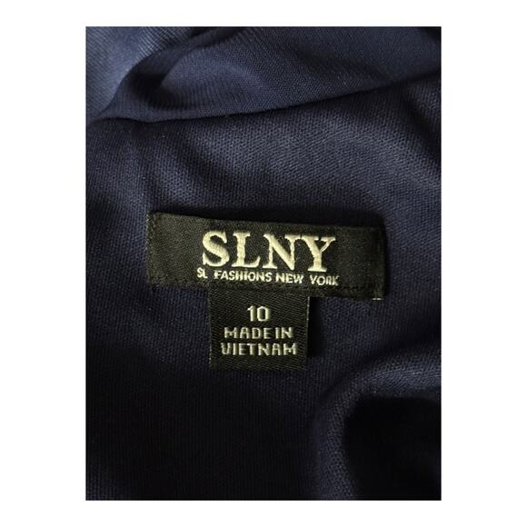 SLNY Floral Pleated high low sleeveless dress blue size 10 - Picture 7 of 8